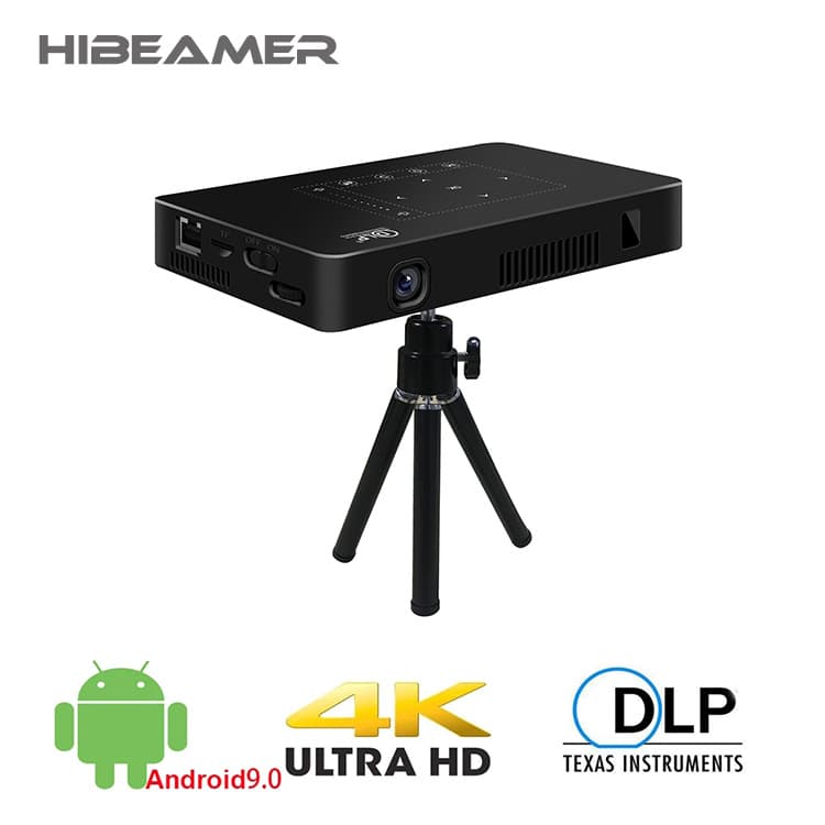 4K Smart Android Projector 3D HD DLP Mini Projector Portable Home Projector with Built-in Battery
