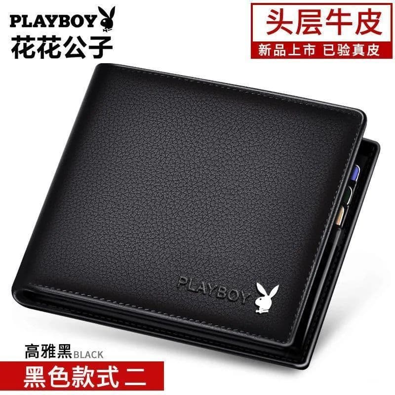 Playboy Men's Short Vertical Wallet PU Antibacterial Money Clip