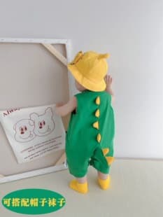 Baby Cotton Dinosaur Sleeveless Romper, Bodysuit Summer Thin Outfit for Boys Girls Super Adorable