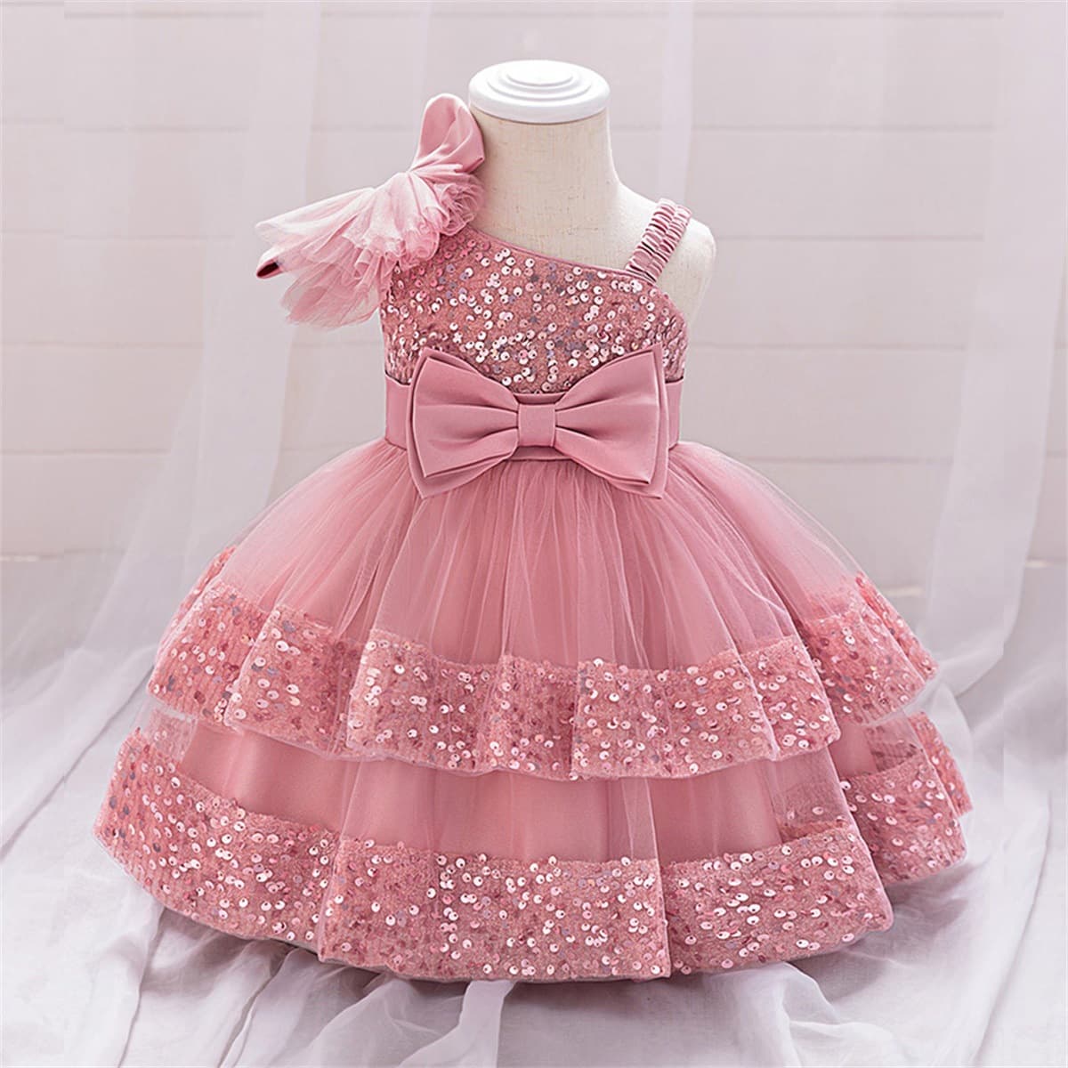 New Girls Dress Sequins Cake Skirt Birthday Children Princess Dress Tulle Children Dress Show Performance Costume