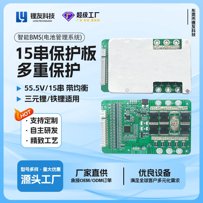 15-string ternary lithium/lithium iron phosphate battery protection board 55.5V battery protection board LY-9960(1016)