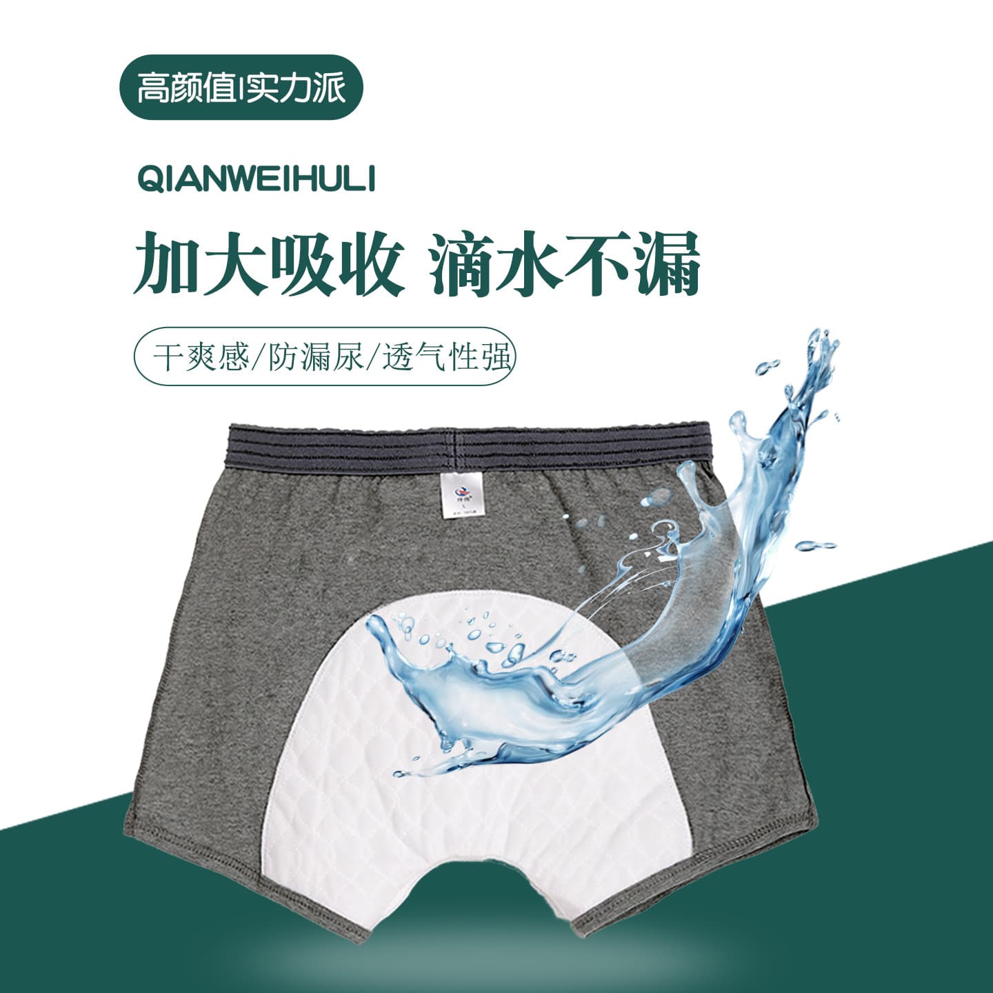 Men's Leak-Proof Incontinence Briefs, Cotton Breathable, Washable, for Elderly Post-Surgery Patient Care Shorts