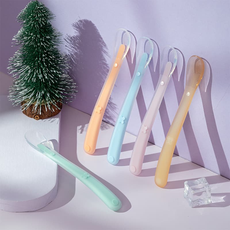 All-Silicone Spoon Soft Silicone Baby Spoon Xierbao Brand Baby Rice Spoon Soup Spoon Soft Head Spoon 9384