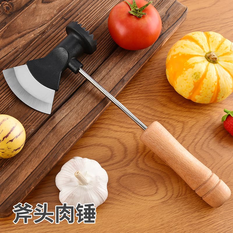 Cross-border Stainless Steel Meat Tenderizer Hammer for Pork and Beef Steak, Tendon Breaker, Tenderizing Needle, Axe-Shaped Meat Mallet, Supermarket Packaging