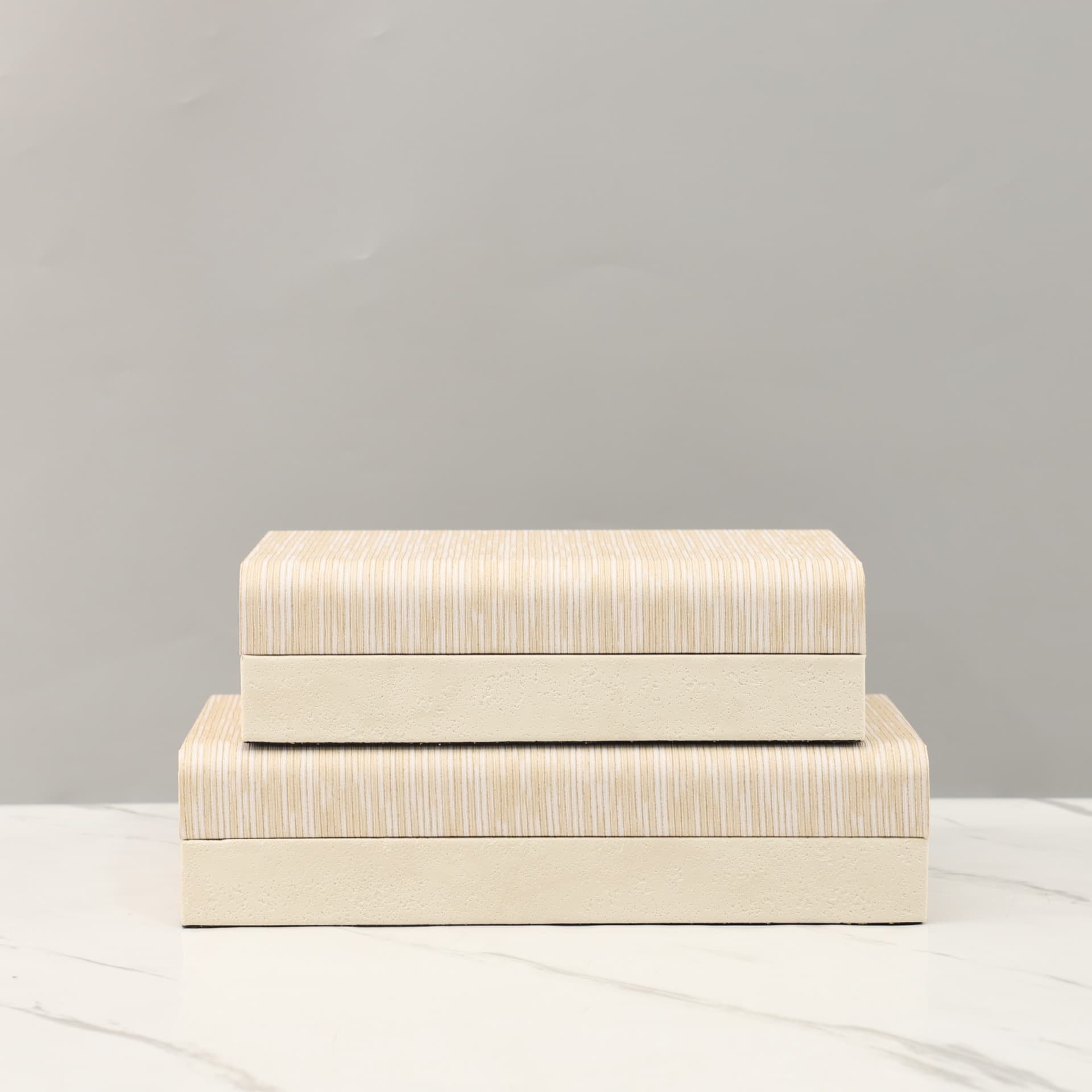 Modern Creative Wooden Vertical Grain Leather Anti-Stone Texture Storage Box Sculpture Bedroom Dresser Closet Home Soft Decoration