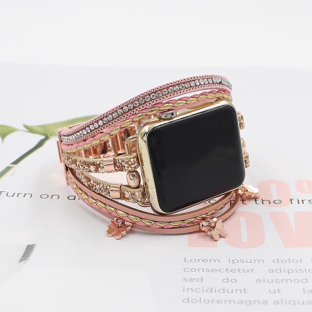 Compatible with iWatch Apple Smart Watch Pendant Braided Single Loop Watch Band Apple Smart Strap Leather Strap