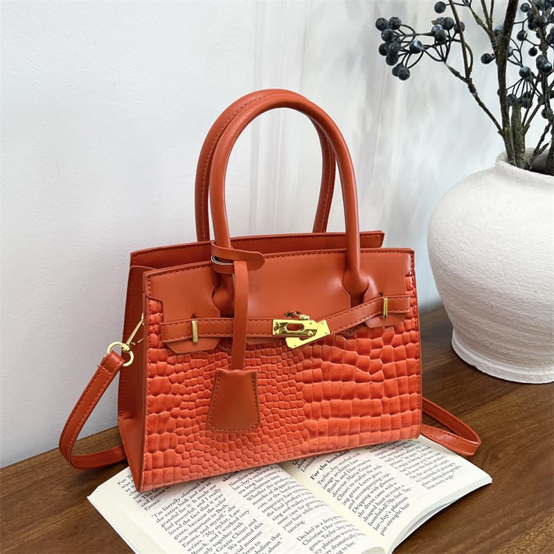 New Fashionable Embossed Solid Color Shaped Women's Handbag, Versatile Large-Capacity Shoulder and Crossbody Bag, Cross-Border Bestseller for Women