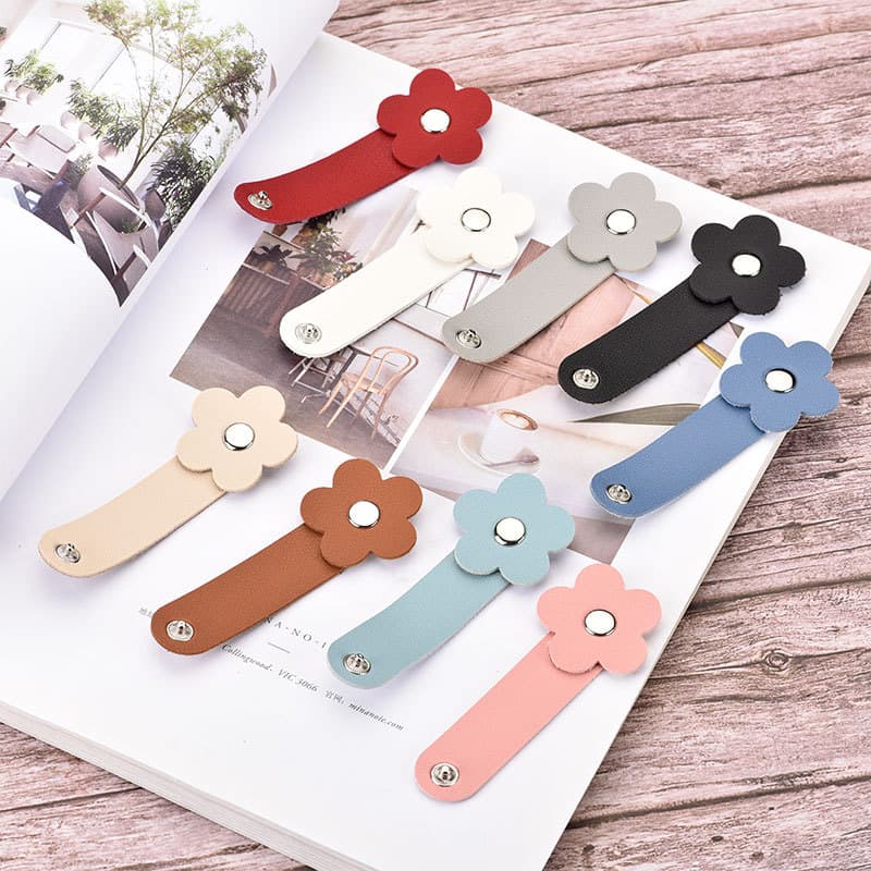 Cross-border Wholesale Flower Data Cable Organizer, Fresh Style Phone Leather Cord Winder, Cartoon Portable