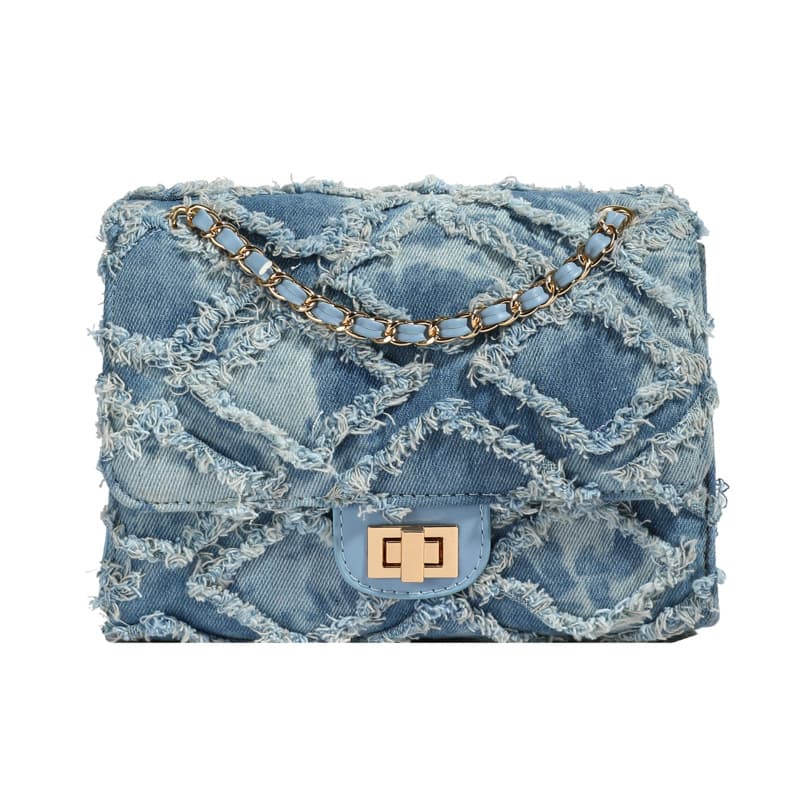 2025 New Style Denim Chain Flap Shoulder Bag Small Square Bag Chanel Style High-Quality Quilted Versatile Fashion Women's Bag