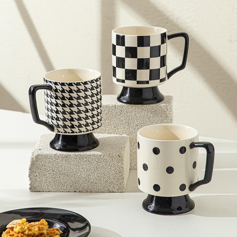 Factory-direct Retro Ceramic Stemmed Mug, Large Capacity Household Mug, Tea Cup, Coffee Cup, Milk Cup, Couple Cup