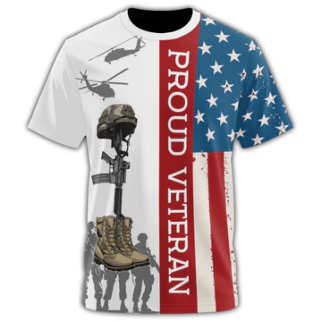 Men's Round Neck Short Sleeve Factory Direct 2026 Best Selling Veterans Day 3D Digital Print Cross-Border Best Selling