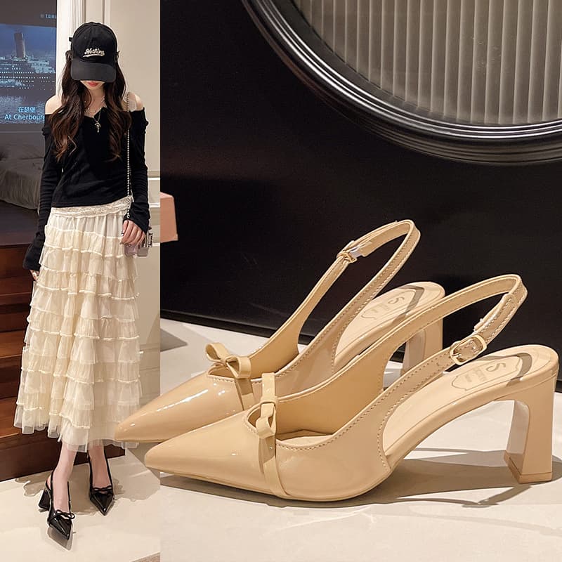 Elegant Thin Heel Pointed Toe High Heel Sandals Women 2026 Spring Summer New High Heels Evening Butterfly Knot Sandals Trend