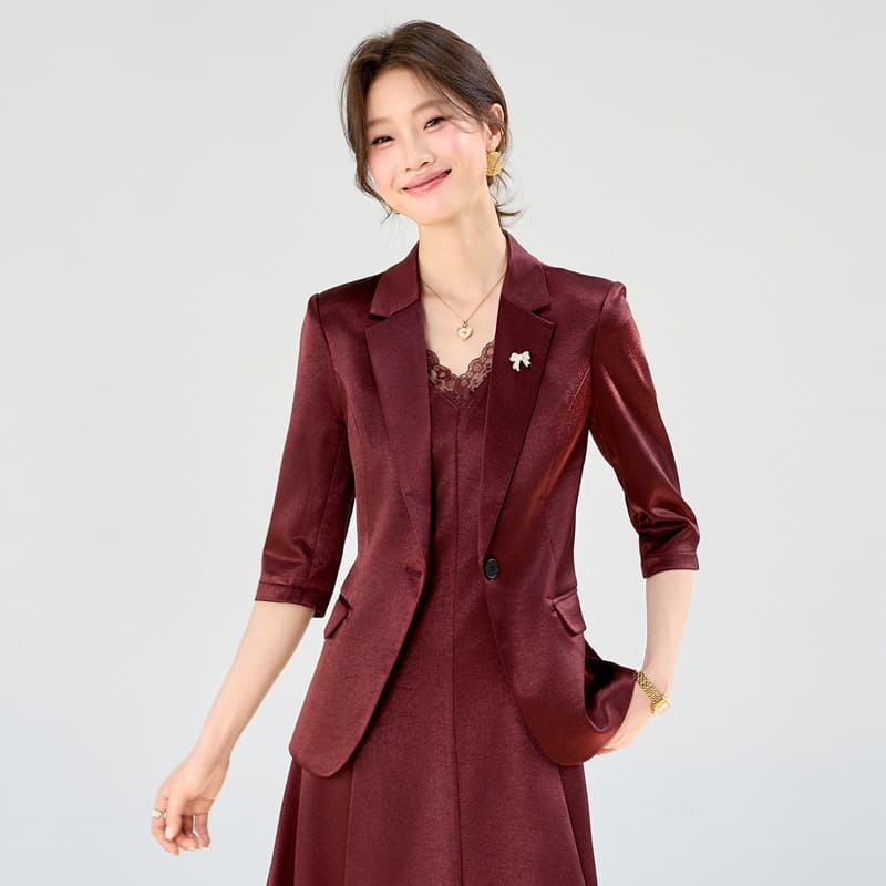 Burgundy blazer women's summer 2026 new high-end professional fashion commuter suit dress suit