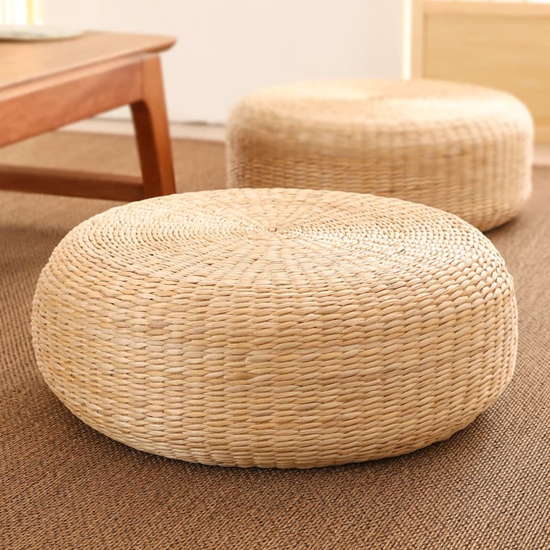 Japanese Tatami Cushion Floor Mat for Meditation, Zen, Prayer, Kneeling, Woven Rattan, Home Use, Grass Woven Window Seat