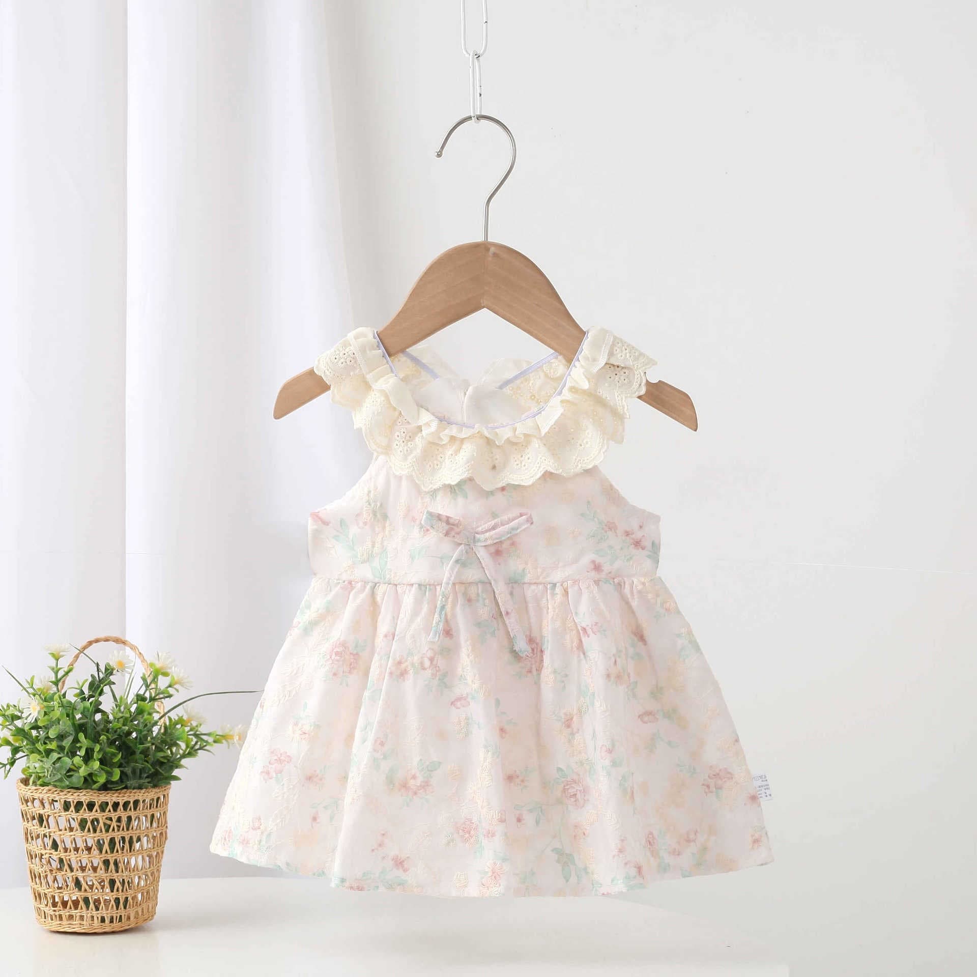 New Summer Cute Sweet Girl Dress Strappy Bodysuit Princess Breathable Kids Clothing
