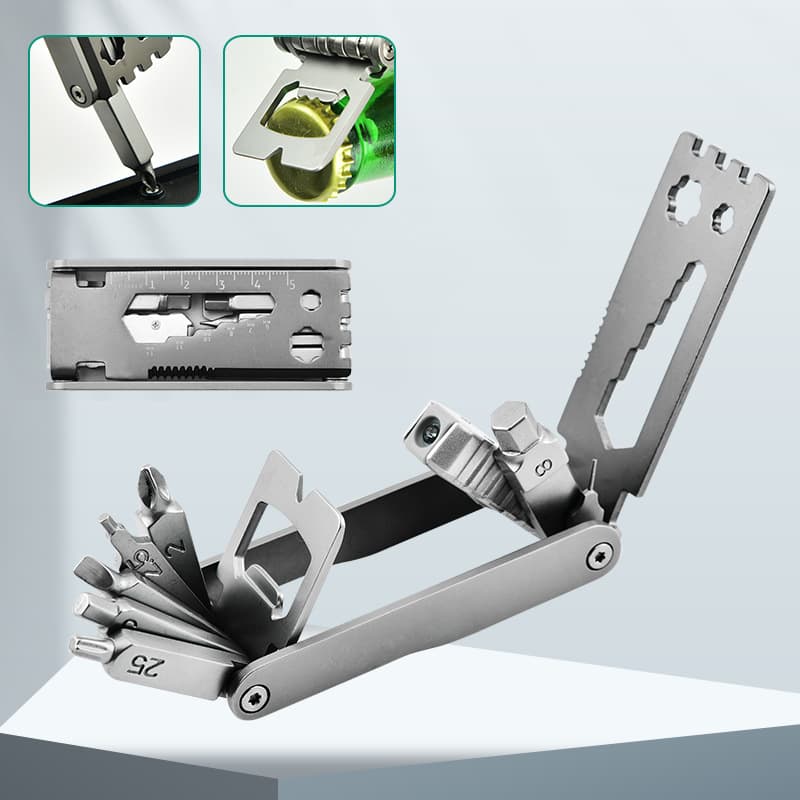 Multi-functional stainless steel hex wrench with light and screwdriver, all-in-one bicycle tool