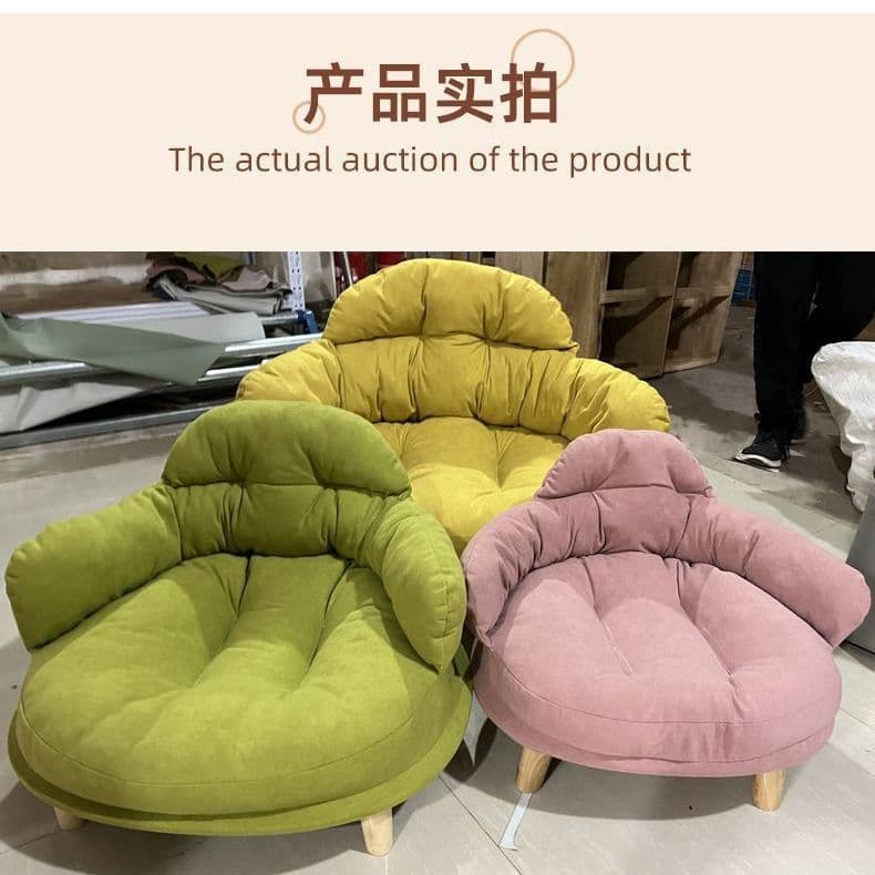 Cat Sofa Bed with Removable Washable Cover, All-Season High-Leg Moisture-Proof Design with Cooling Pad, Trendy Pet Sofa