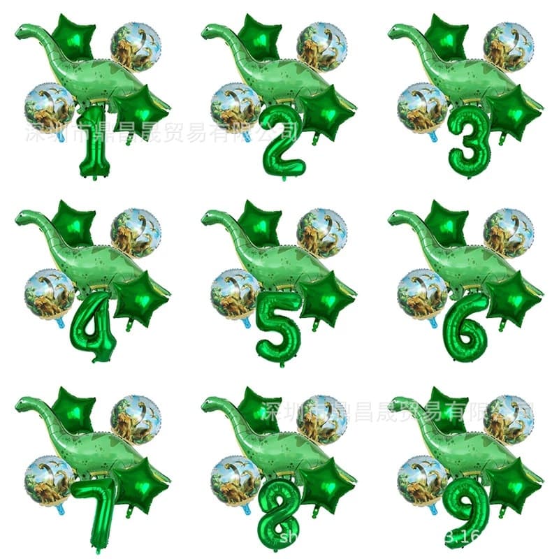 Wholesale Forest Animal Dinosaur Balloon Number Set Birthday Jungle Theme Green Decoration Balloon Forest Party
