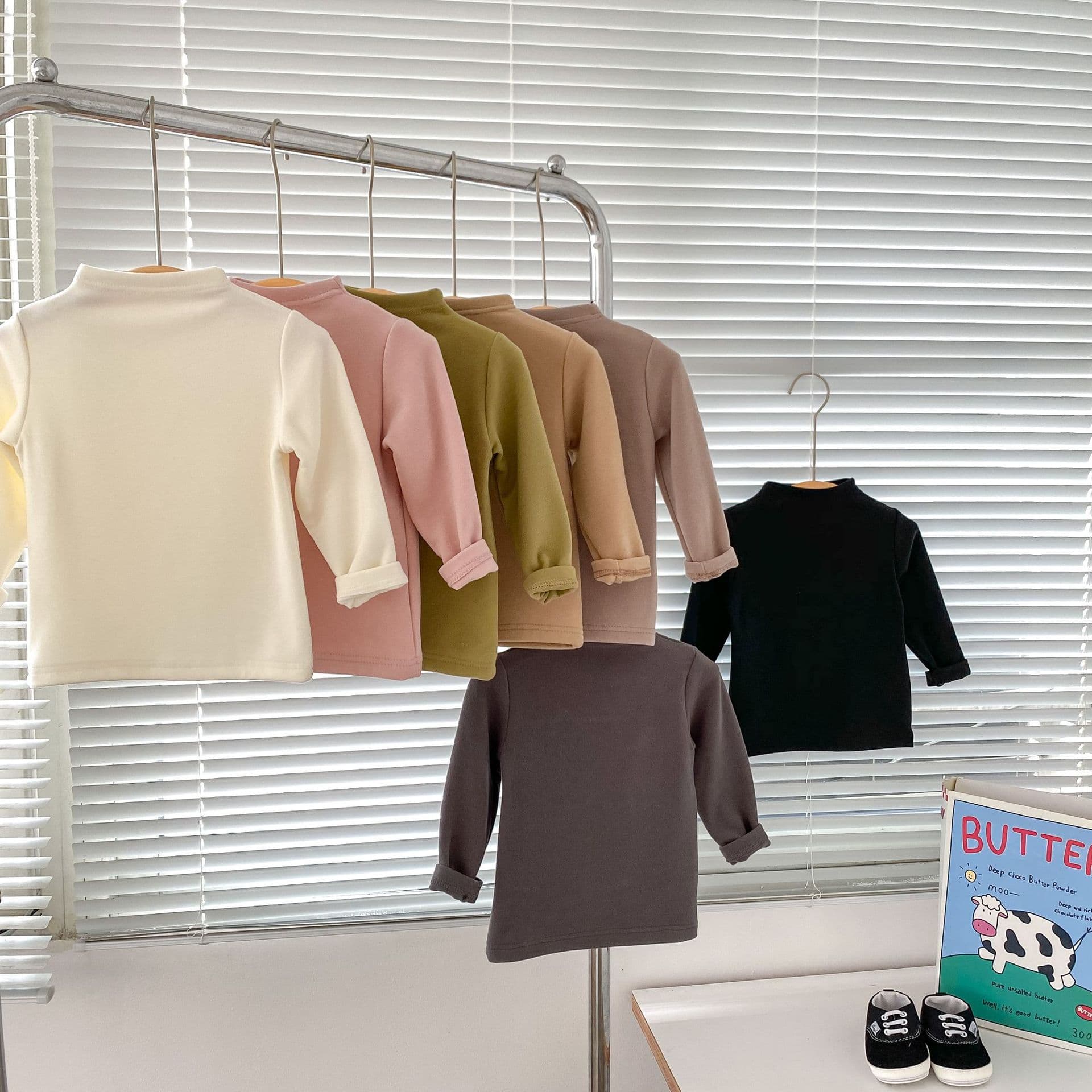 Baby Kids Long Sleeve Undershirt Autumn Winter Children's Inner Layer Solid Color Versatile Top Zhen De Velour Base Layer