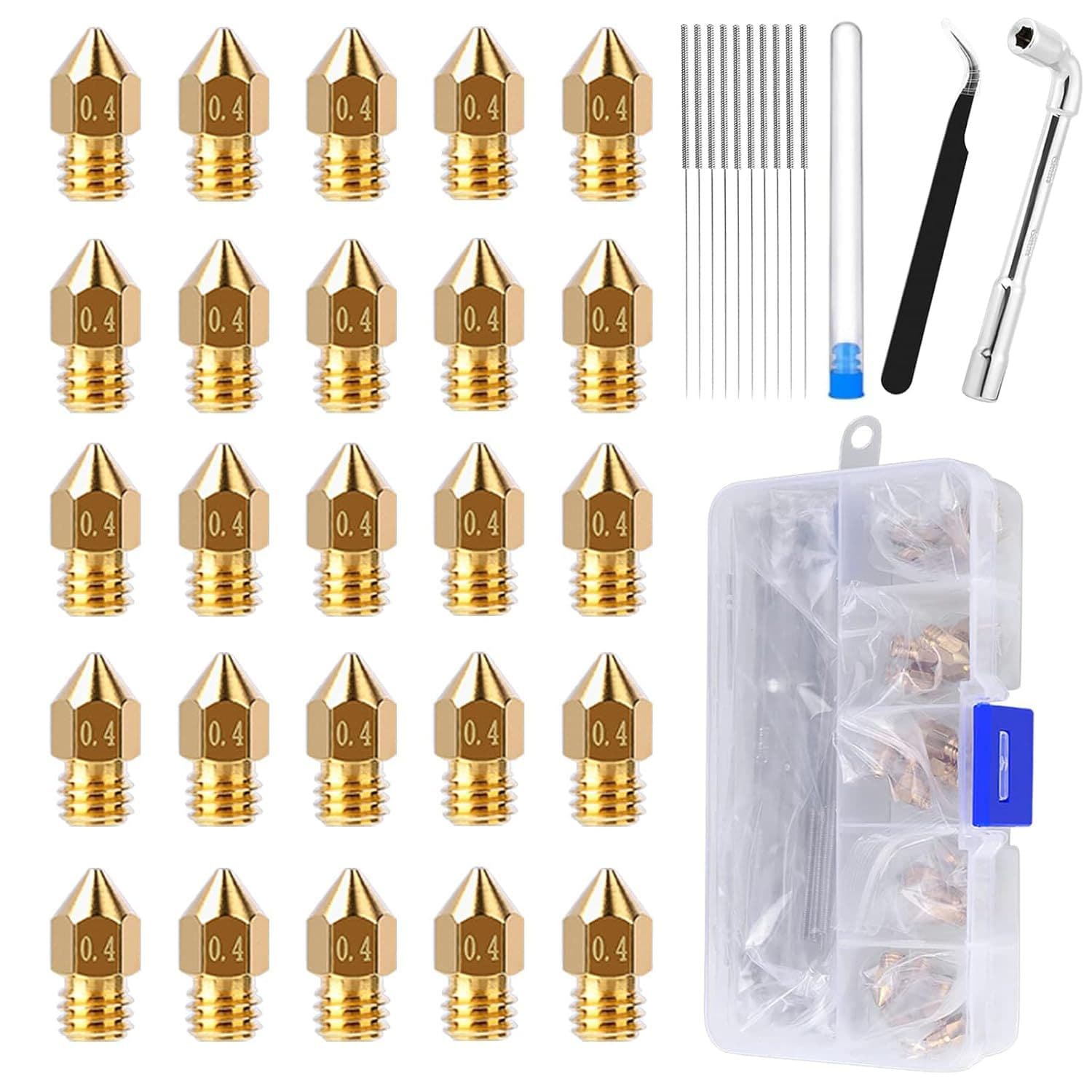 3D printer accessories Ender 3 CR10 MK8 0.4mm brass nozzle cleaning needle through needle tweezers wrench