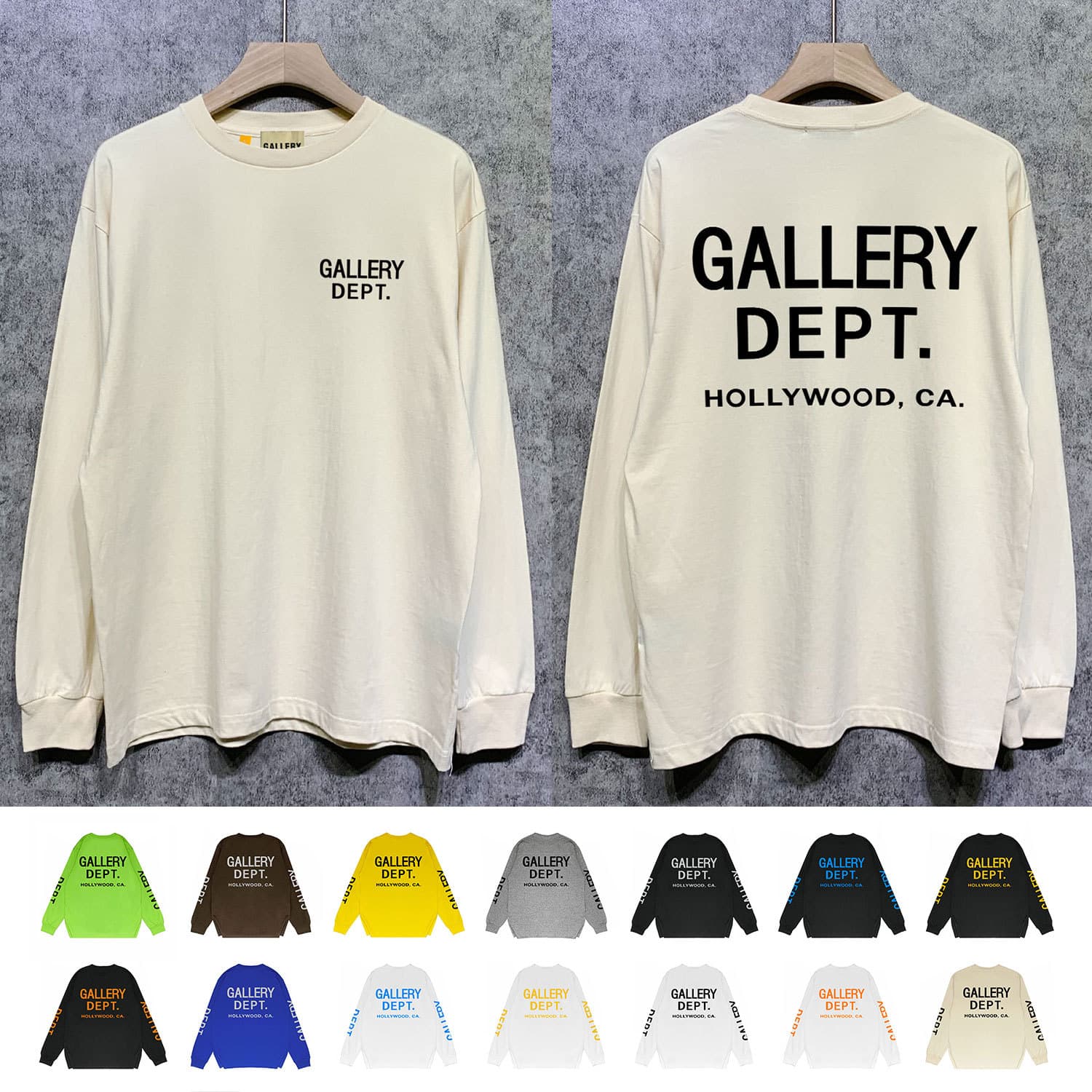 In Stock GALLERY DEPT LONG SLEEVE T SHIRTS European and American Streetwear Long Sleeve Printed T-Shirt