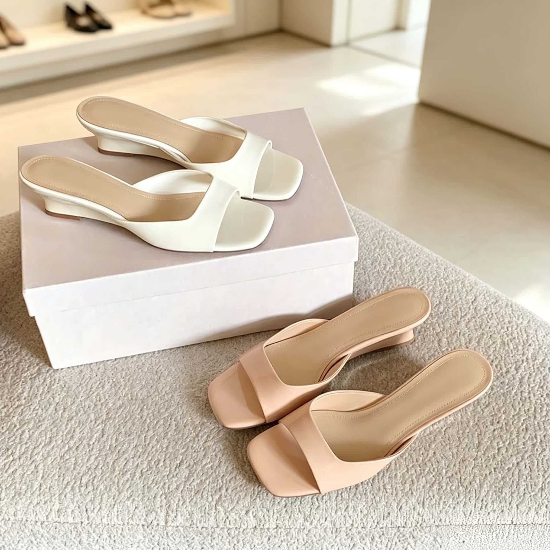 2026 new Yumeiren slippers, summer new style French 5cm wedge heel one-strap sandals for women, high-heel slippers for outdoor wear