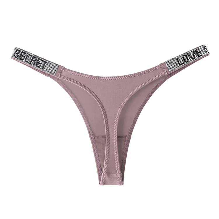 1047T European and American sexy rhinestone thong panties for women, fitness sports, butt lifting, low waist, high slit, fashionable thong panties