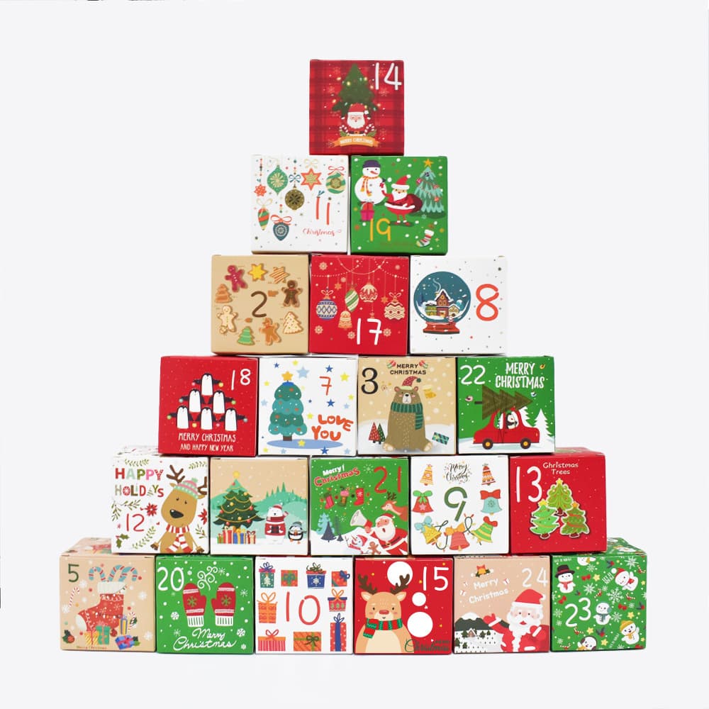 24-piece Christmas Advent Calendar Candy Box Christmas Countdown Number Gift Box Wrapping Paper Box Gift Box