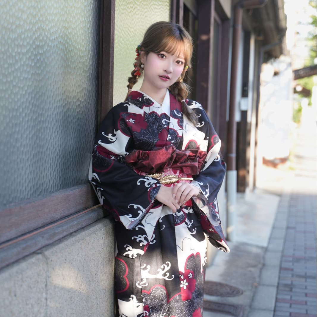 Japanese formal kimono, traditional kimono, chemical fiber material, yukata, not easy to wrinkle, easy to wear, small pattern kimono for women