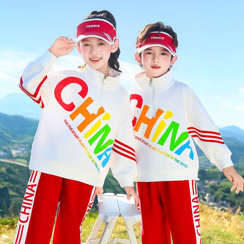 Elementary school sports day opening ceremony performance outfits, children's cheerleading group wear, Chinese-style National Day choir uniform sets.