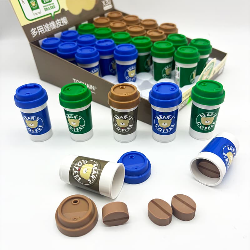 Cute multifunctional bear Buck milk tea cup eraser high-value cartoon fun clean less crumbs pencil eraser