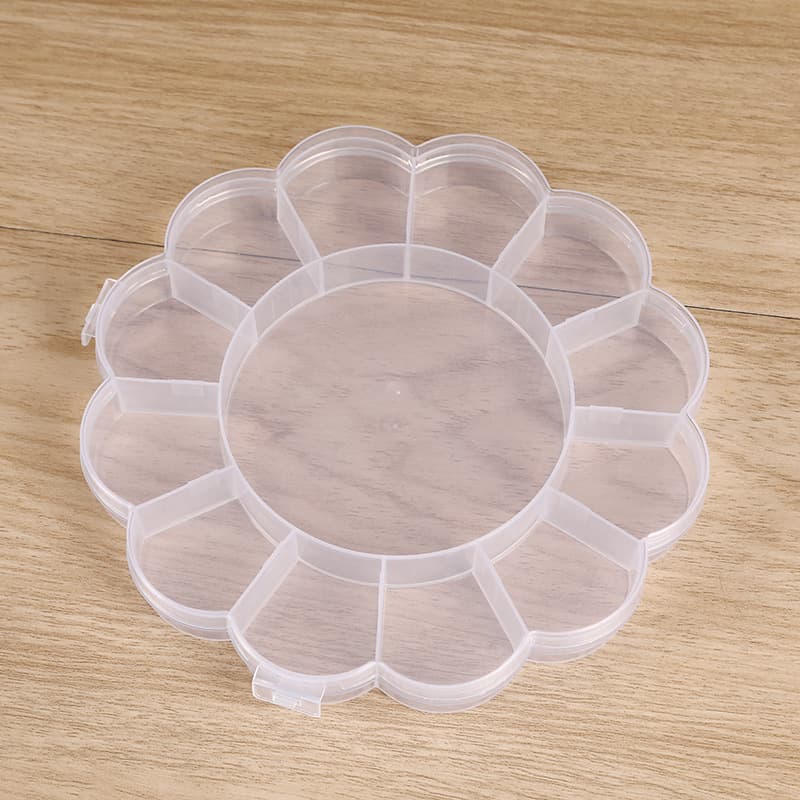 PP Sunflower 13-lattice fixed flower-shaped children's hair rope storage box jewelry beading desktop organization transparent plastic box
