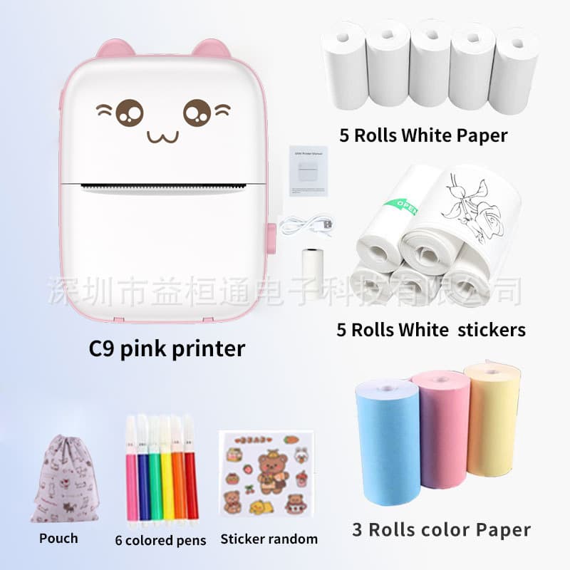 C9 Cross-border Portable Wireless Thermal Photo Printer Pocket Student Bluetooth Mini Label Printer