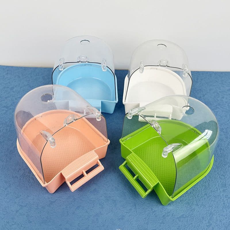 Bird Bath Box for Mynah, Cockatiel, Peach-faced Lovebird, Budgie Parakeet - Large Transparent Bathing Basin Toy