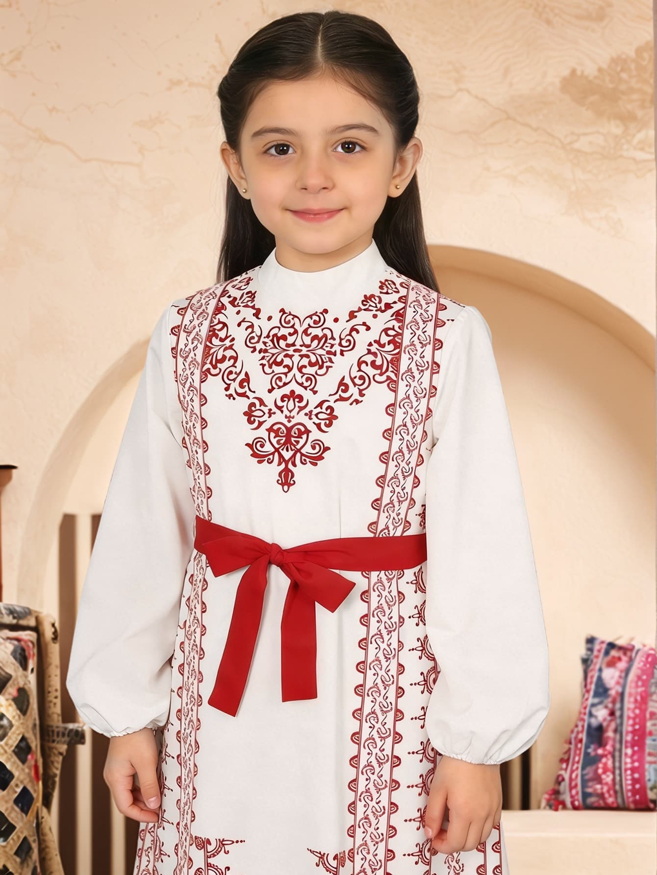Cross-border Girls Long Dress Gown Turkey Girls Robe Children Printed Robe
