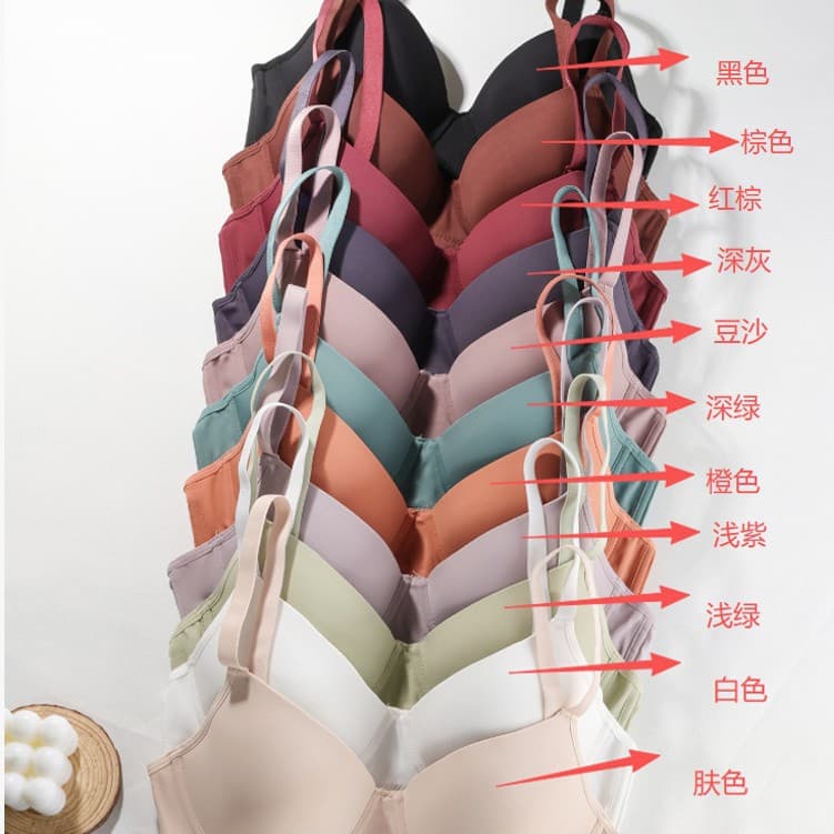 12-Color European and American Glossy Underwire Bra Lightweight Soft Padded Bra Breathable Push-Up Lift Side Coverage Women's Underwear