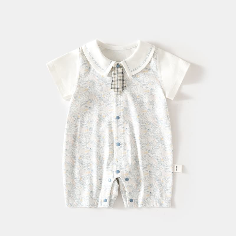 Baby summer ice oxygen cotton short-sleeved jumpsuit newborn boneless hayi air-conditioned clothing baby toddler crawling suit