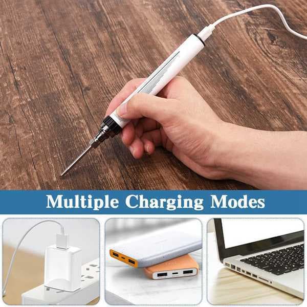 1 Set White Metal Digital Soldering Iron Tool Kit, Rechargeable Cordless Welding Tool with Adjustable Temperature