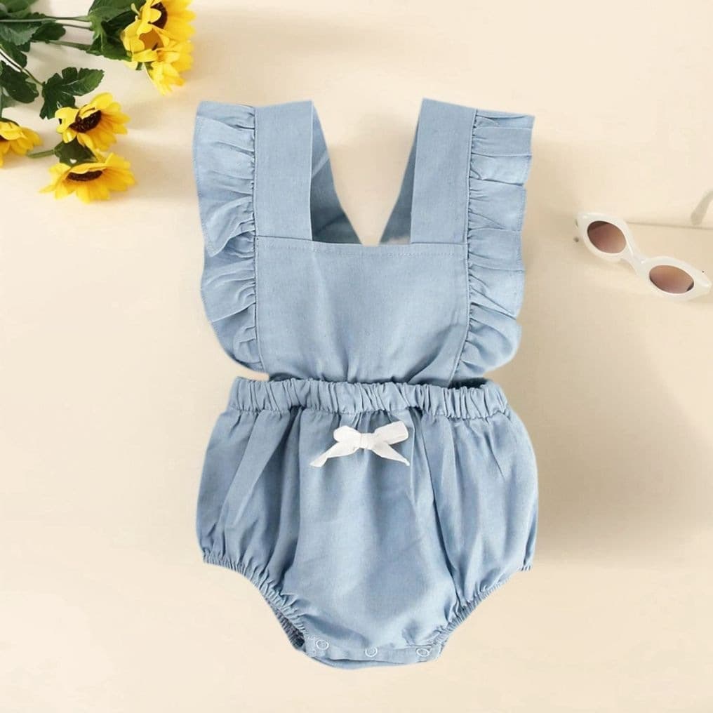 Baby Romper Jumpsuit Newborn Denim Bodysuit Spring Summer Infant Crawling Suit Princess Korean Style Diaper Cover