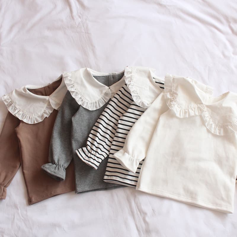 Large Peter Pan Collar T-Shirt Undershirt Spring Autumn Korean Style Girls Baby Infant Top 6-12 Months 1-2-3 Years