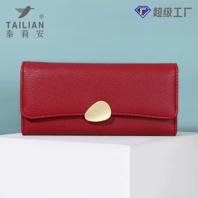 Tailian Women's Wallet Classic Pebble Grain Tri-Fold Wallet Women's Clutch Long Wallet Purse