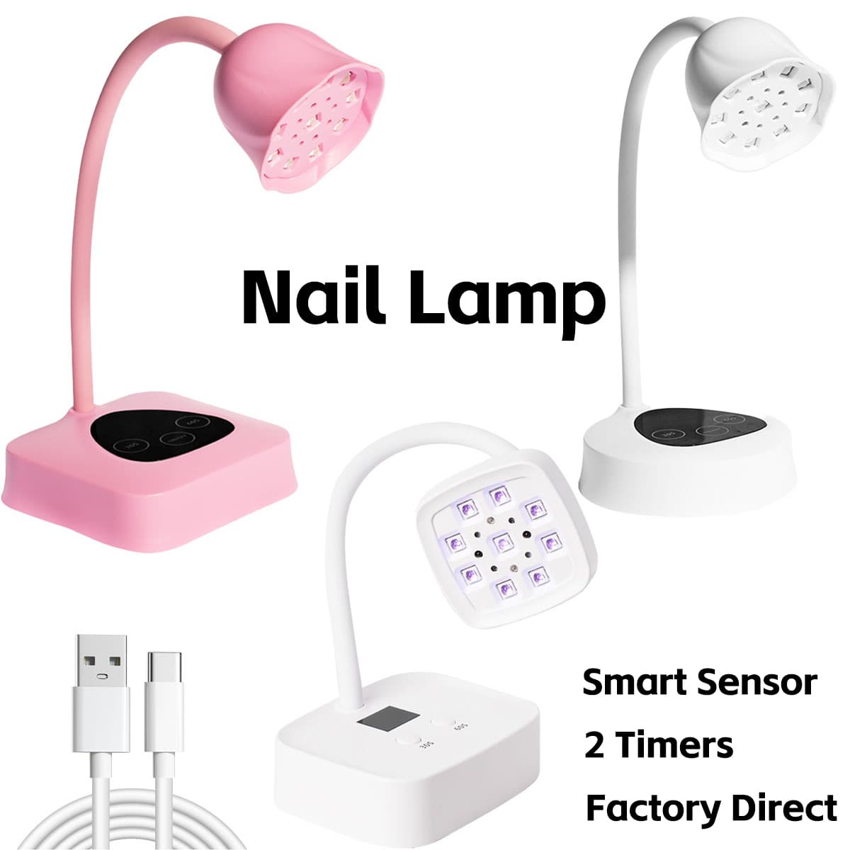 Desktop Nail Lamp UV LED Mini UV Lamp Rechargeable Light Therapy Lamp Fast Drying Curing Lamp