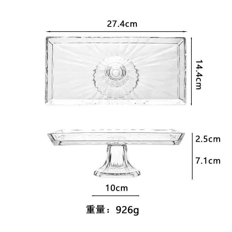 Nordic Embossed Glass Cake Stand Pedestal Fruit Dessert Tray Western Snack Plate Creative Candy Dried Fruit Dish for Living Room