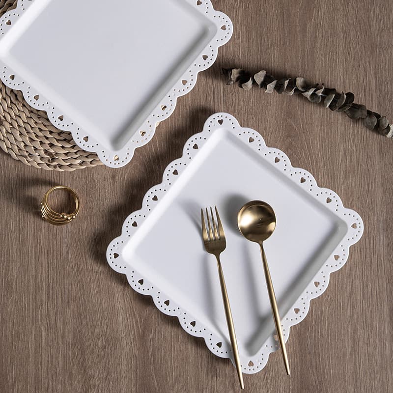 Modern Minimalist Square Snack Plate Plastic Serving Tray Creative Fruit Plate Wedding Cake Plate Home Dessert Plate