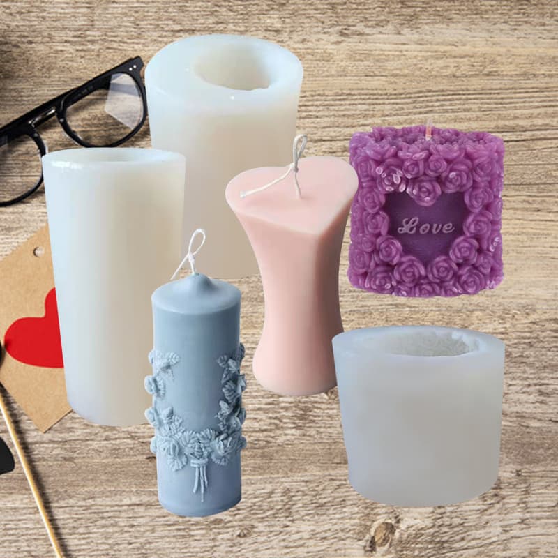 INS Creative Cylinder Heart Candle Silicone Mold Aromatherapy Candle DIY Material Wax Mold Wedding Gift