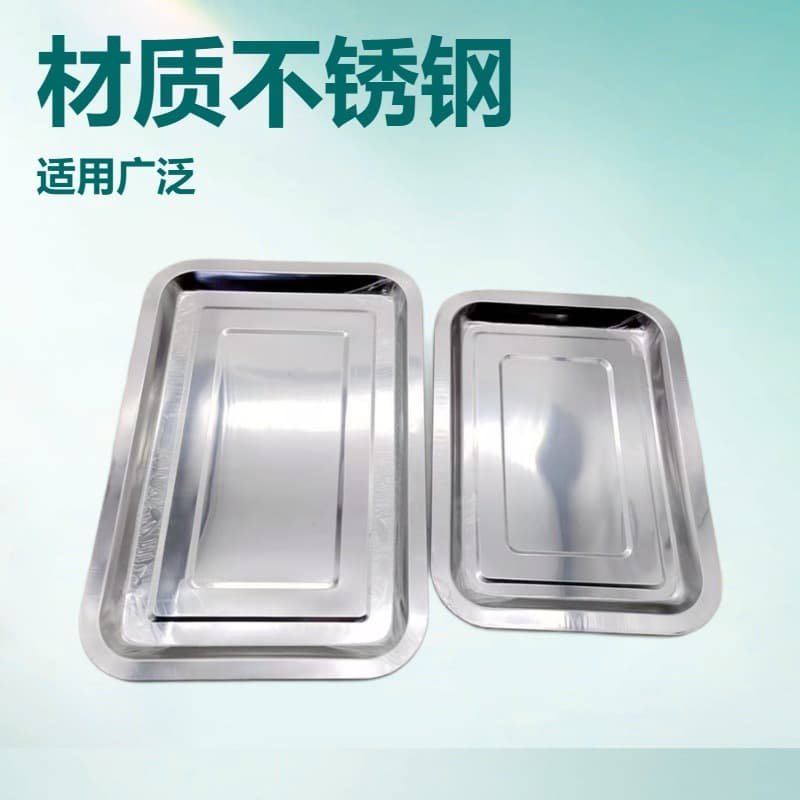 Rectangular Stainless Steel Tray with Magnetic Square Plate - Food Tray, BBQ Tray, Rice Plate, Dumpling Plate, Fruit Plate, Iron Tray