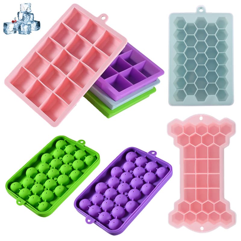Silicone Ice Cube Tray with Lid, Square 24 Grid, 15 Grid, 25 Grid Ice Cube Mold, Manual Grape Soap Mold, Ice Cube Tray, Ice Ball