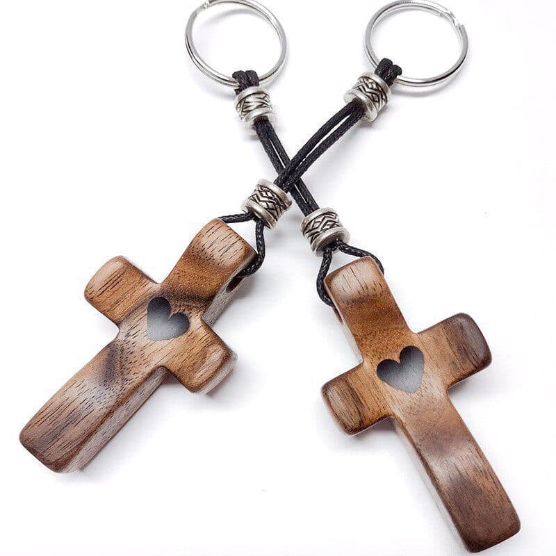 Cross-border black walnut thumb cross CNC American solid wood handle piece hand-held Crossmy wooden cross