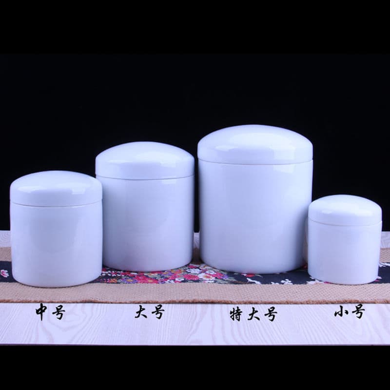 Sealed jar ceramic ash urn, funeral supplies pet ash urn, pure white storage container, spirit pet jar