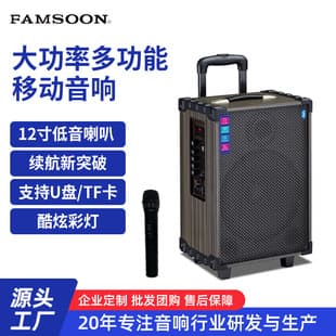 Factory wholesale 12-inch pull-handle speaker, high power, large capacity, square dance Bluetooth speaker, card-playing active wooden cabinet